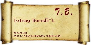 Tolnay Bernát névjegykártya