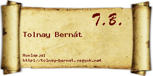 Tolnay Bernát névjegykártya